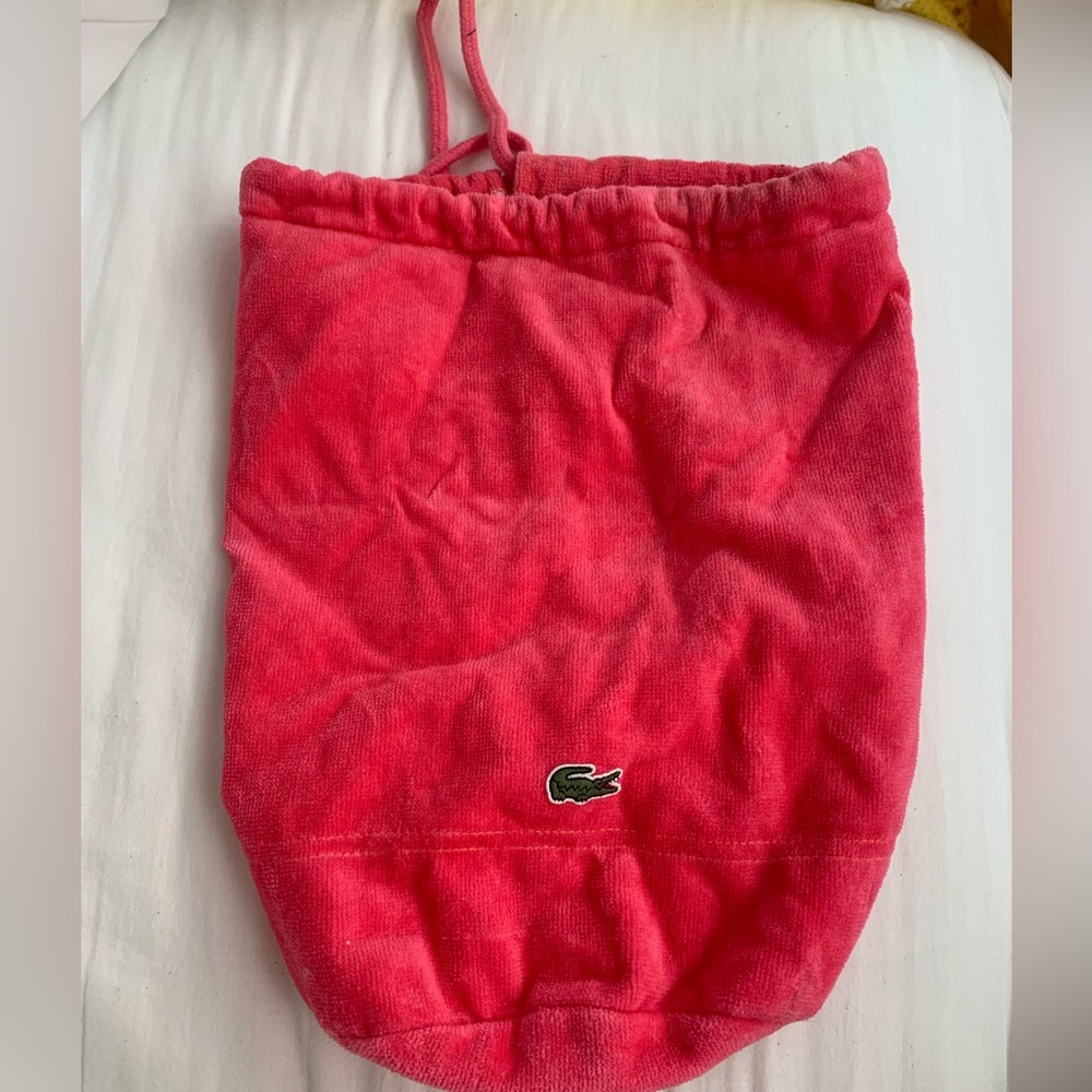 Lacoste pink terry cloth bag